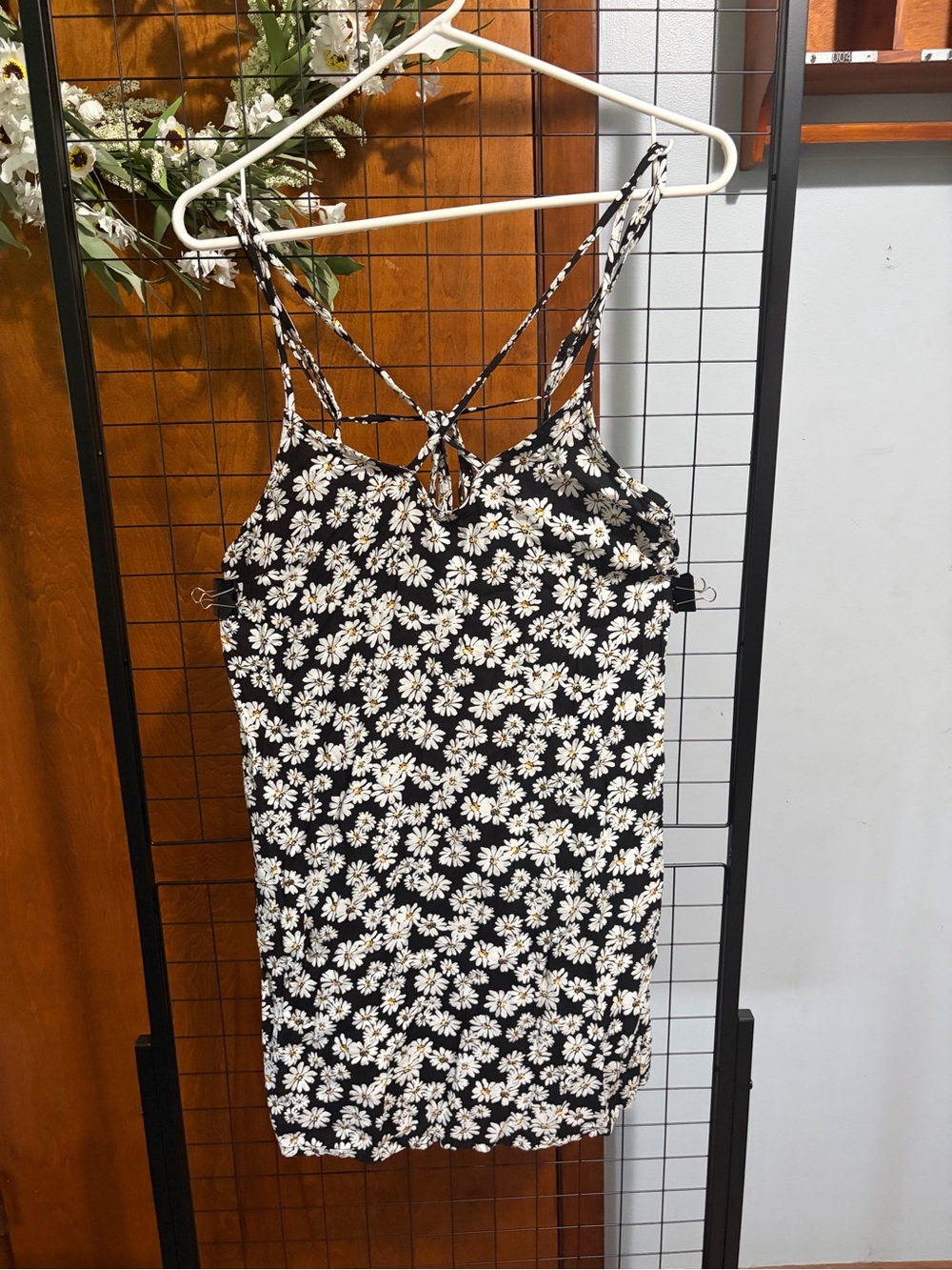 Arizona Jean Company Black Floral Dress with White and Yellow Accents